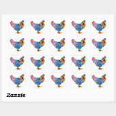 Funky Bright Chicken Vierkante Sticker (Vel)