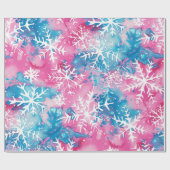 Funky Bright Christmas Pink Blue Snowflake Cadeaupapier (Vlak)