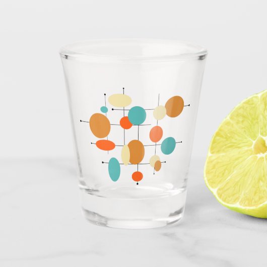 Funky Bright Circles mid century Retro Shot Glass Glas (Voorkant)