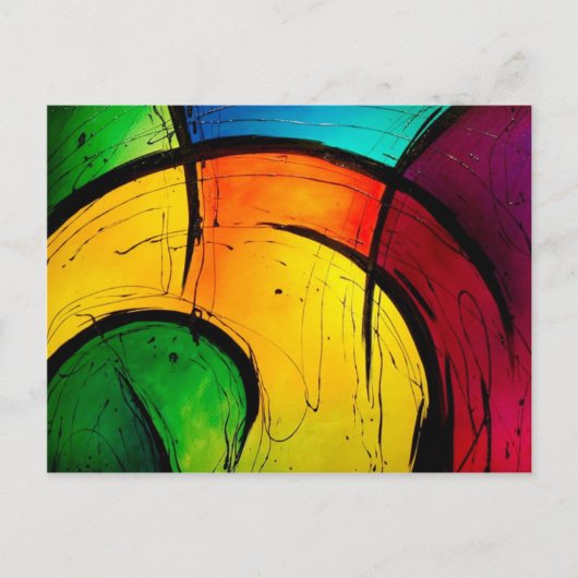 Funky Bright Colors Abstracte Art Briefkaart (Voorkant)