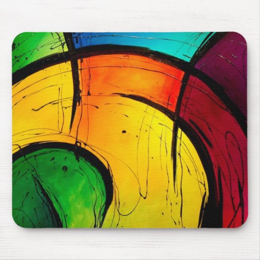 Funky Bright Colors Abstracte Art Muismat (Voorkant)