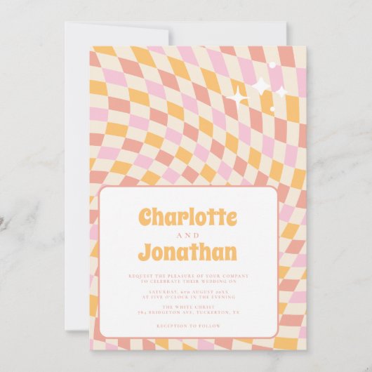 Funky Bright en kleurrijke zomer bruiloft Kaart (Voorkant)