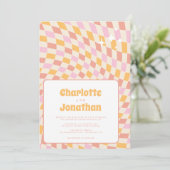 Funky Bright en kleurrijke zomer bruiloft Kaart (Staand voorkant)