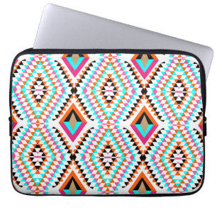Funky Bright, kleurig geometrisch grafisch Laptop Sleeve