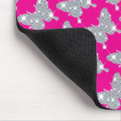 Funky Bright Pink Faux Diamond Butterfly Patterned Muismat (Hoek)