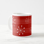 Funky Bright Red Striped Snowflakes Holiday Mok (Voorkant links)