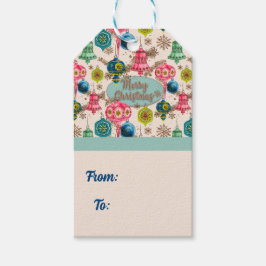 Funky Bright Retro Christmas Cadeaulabel