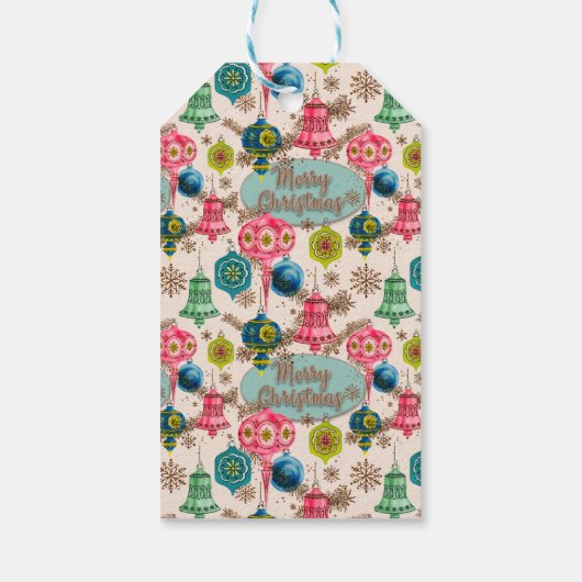 Funky Bright Retro Christmas Cadeaulabel (Achterkant)