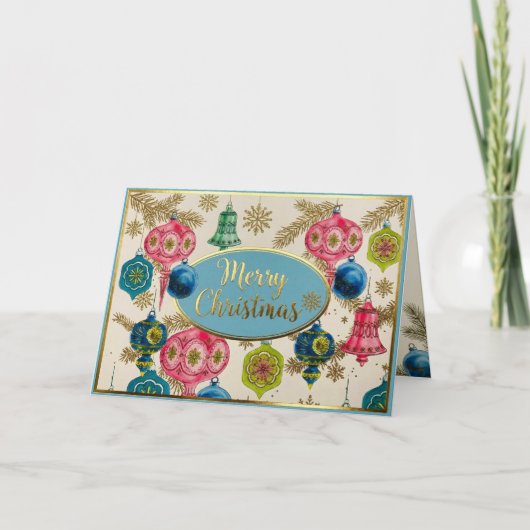 Funky Bright Retro Christmas  Feestdagen Kaart (Voorkant)