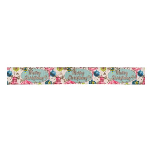 Funky Bright Retro Christmas Grosgrain Lint (Voorkant)