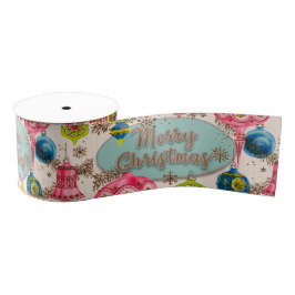 Funky Bright Retro Christmas Grosgrain Lint