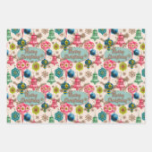 Funky Bright Retro Kerstmis Inpakpapier Vel (Voorkant)