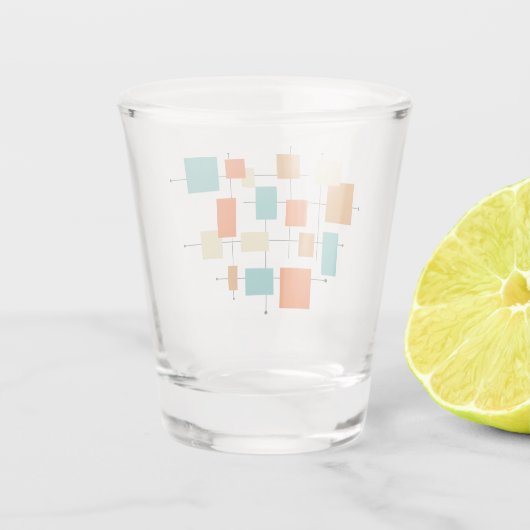 Funky Bright Squares mid century Retro Shot Glas (Achterkant)