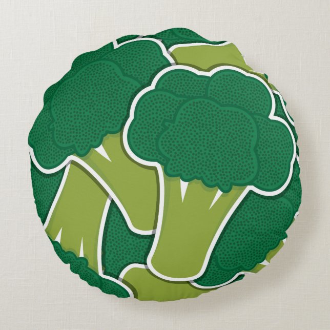 Funky broccoli rond kussen (Achterkant)