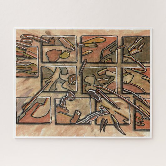 Funky Brown Abstract Legpuzzel (Horizontaal)