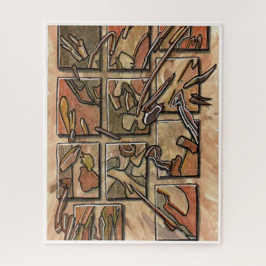 Funky Bruine Abstract Legpuzzel (Verticaal)
