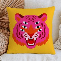 Funky Brullende Tijgerkop in Roze Maximalistische 