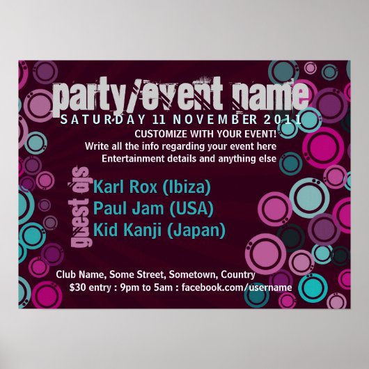 Funky Bubbles Party Event Poster (Voorkant)