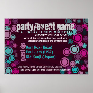 Funky Bubbles Party Event Poster