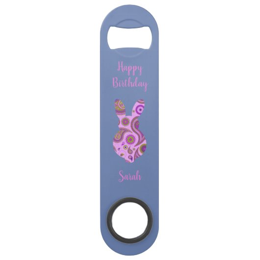 Funky Bunny in Crazy Paisley Bottle Opener Speed Flessenopener (Voorkant)