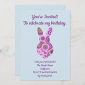 Funky Bunny in Crazy Paisley Custom Invitation Kaart (Voorkant / Achterkant)