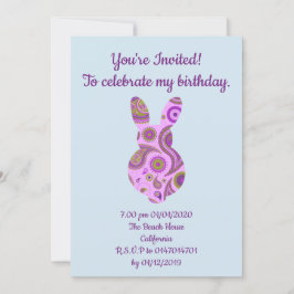 Funky Bunny in Crazy Paisley Custom Invitation Kaart