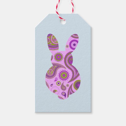 Funky Bunny in Crazy Paisley Gift Label Cadeaulabel (Voorkant)