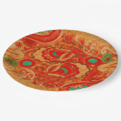 Funky Burnt Oranje Red Turquoise Paisley Papieren Bordje (Gekanteld)