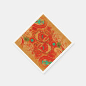 Funky Burnt Oranje Red Turquoise  Paisley Servetten (Hoek)