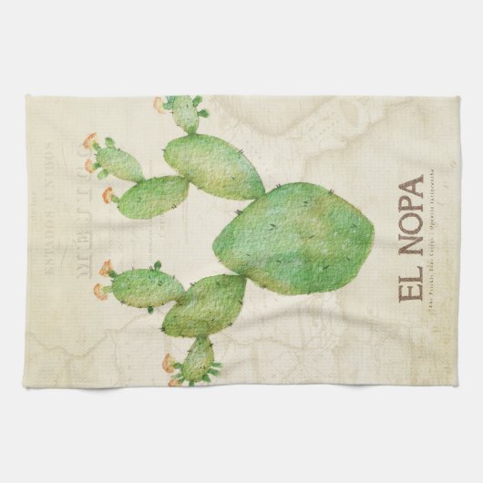 Funky cactus print waterverf theedoeken (Horizontaal)