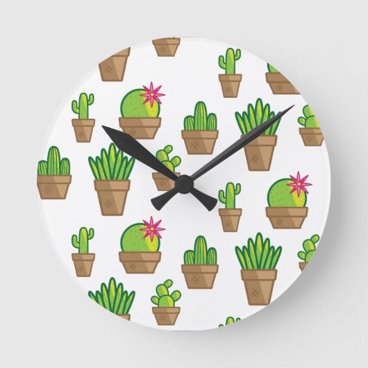Funky Cactus Ronde Klok (Voorkant)
