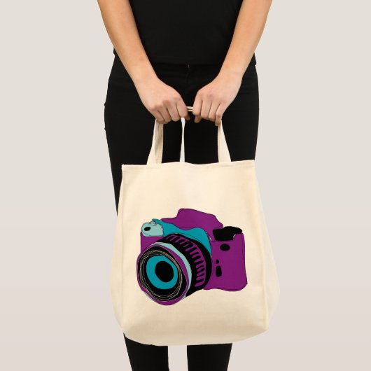 Funky camera grafische illustratie tote bag (Voorkant (product))
