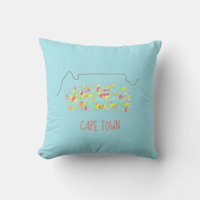 Funky Cape Town Table Mountain Colorful Contour Kussen (Voorkant)