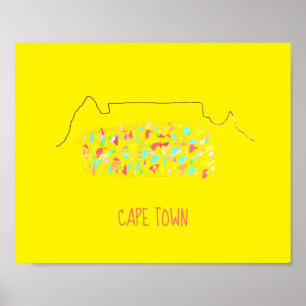 Funky Cape Town ZA Table Mountain Colorful Poster