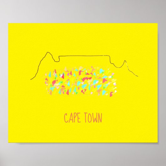 Funky Cape Town ZA Table Mountain Colorful Poster (Voorkant)