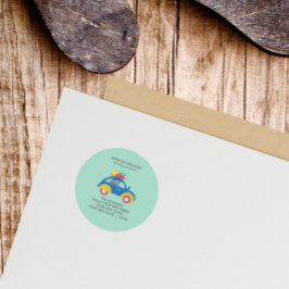 Funky Car Moving Aankondiging Ronde Sticker