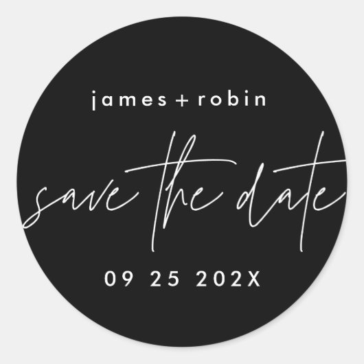 Funky Casual Onyx Black Elegant Modern Ronde Sticker (Voorkant)