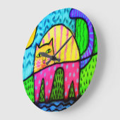 Funky Cat Abstract schilderen Grote Klok (Hoek)