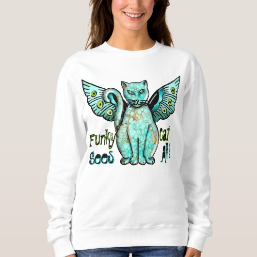 Funky Cat (Dames T-shirt met lange mouwen) (Voorkant)