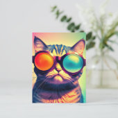 Funky Cat's Psychedelic Acid Dream World Briefkaart (Staand voorkant)