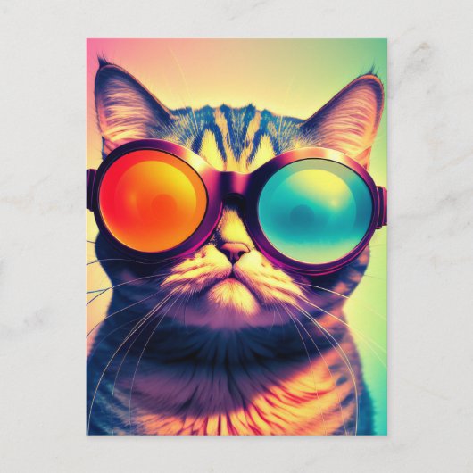 Funky Cat's Psychedelic Acid Dream World Briefkaart (Voorkant)