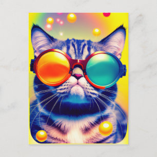 Funky Cat's Psychedelic DMT Avontuur Briefkaart