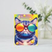 Funky Cat's Psychedelic DMT Avontuur Briefkaart (Staand voorkant)
