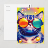 Funky Cat's Psychedelic DMT Avontuur Briefkaart (Voorkant / Achterkant)