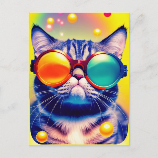 Funky Cat's Psychedelic DMT Avontuur Briefkaart (Voorkant)