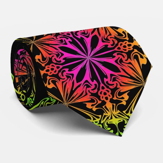Funky chakra design, florale boho bang geometrie stropdas (Opgerold)