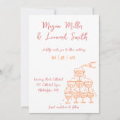 Funky champagnetoren redden de datum bruiloft kaart (Voorkant)