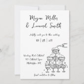 Funky champagnetoren redden de datum bruiloft kaart (Voorkant)