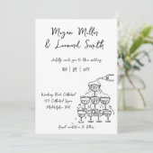 Funky champagnetoren redden de datum bruiloft kaart (Staand voorkant)