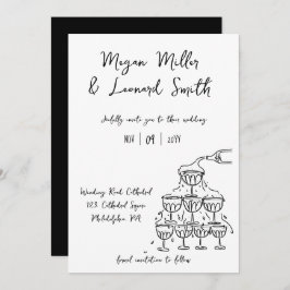 Funky champagnetoren redden de datum bruiloft kaart